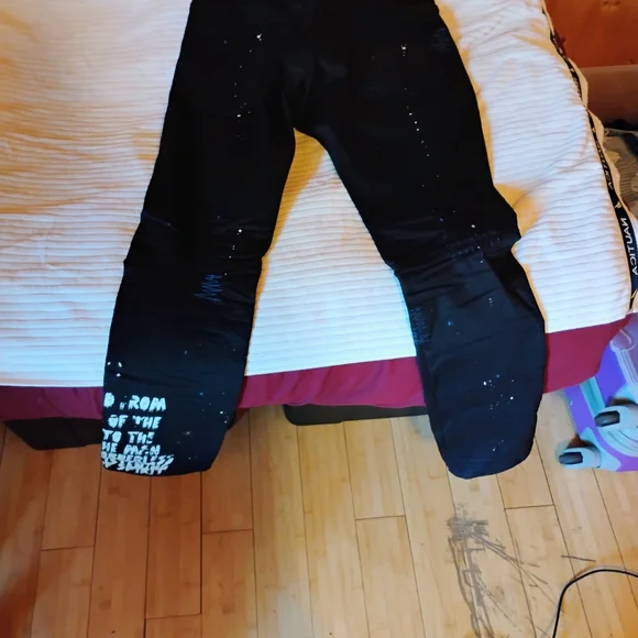 Black Jacket and Pants Set with Cross Patches